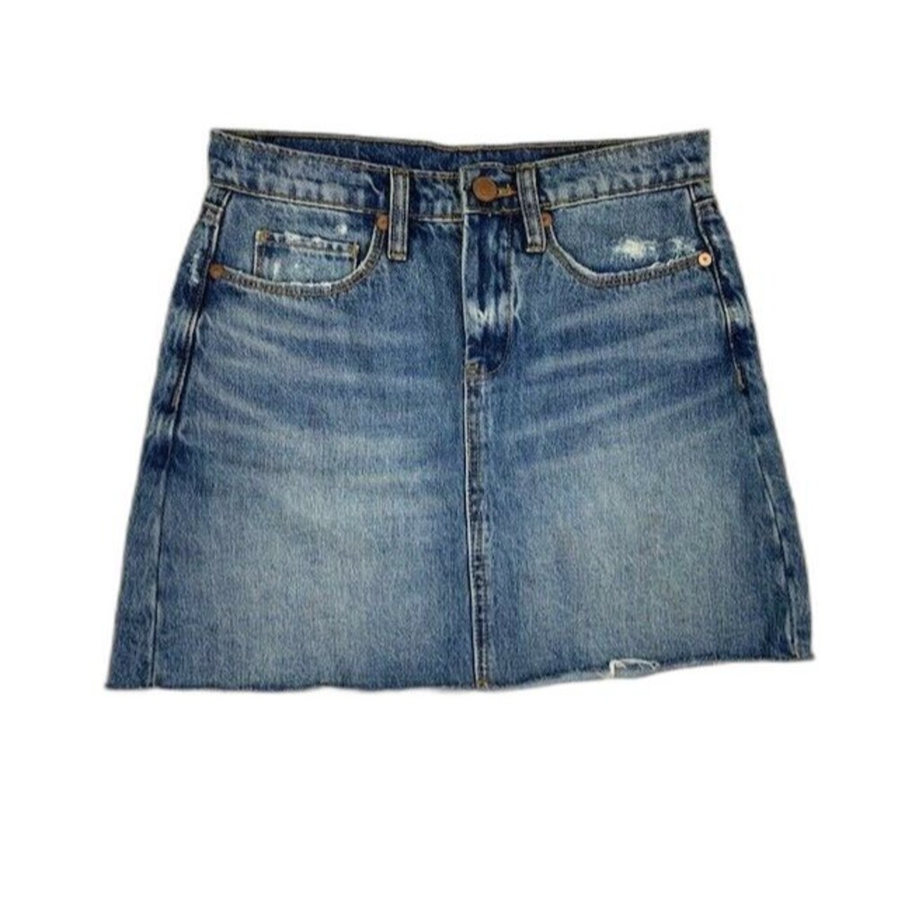 Blank NYC Size 24 Womens Denim Jean Skirt Raw Hem Distressed Short